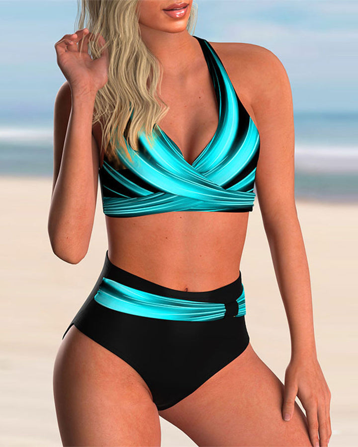 Alma™ | Conjunto de Biquíni com Decote Halter e Estampado