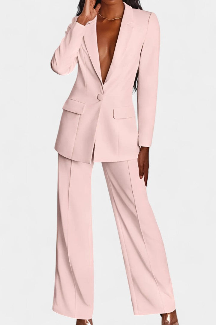 Marnie Conjunto de Blazer à Medida e Calças de Perna Larga