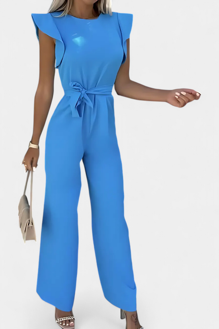 Shalonda Macacão Elegante sem Mangas com Laço