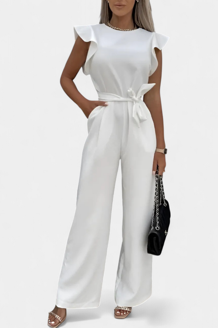 Shalonda Macacão Elegante sem Mangas com Laço