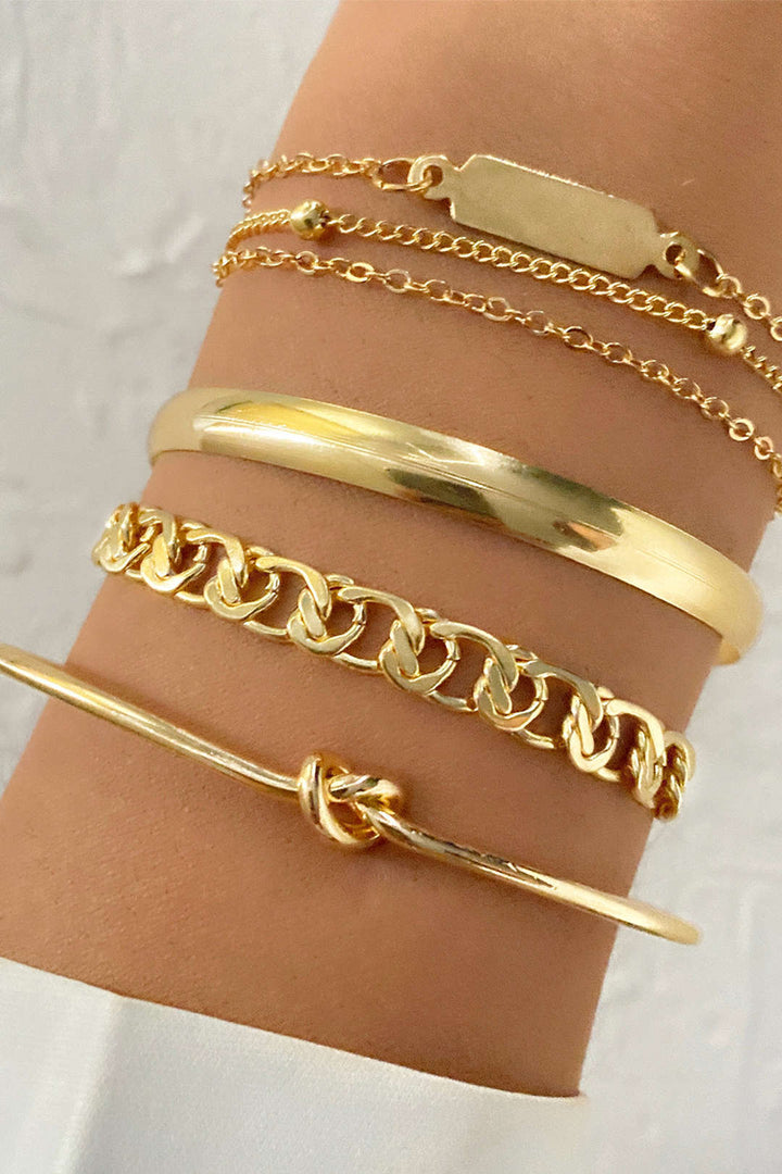 Conjunto de Pulseiras de Corrente de Metal de 4 Peças
