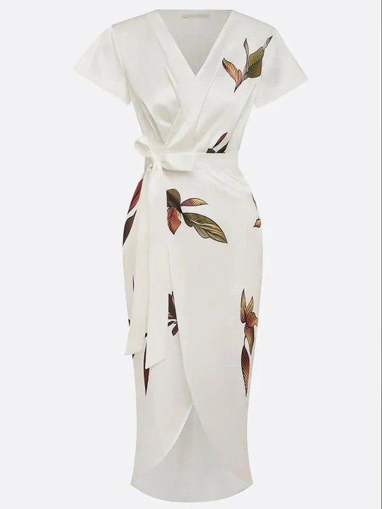 Elisa™ | Vestido Cruzado Elegante com Estampado Floral