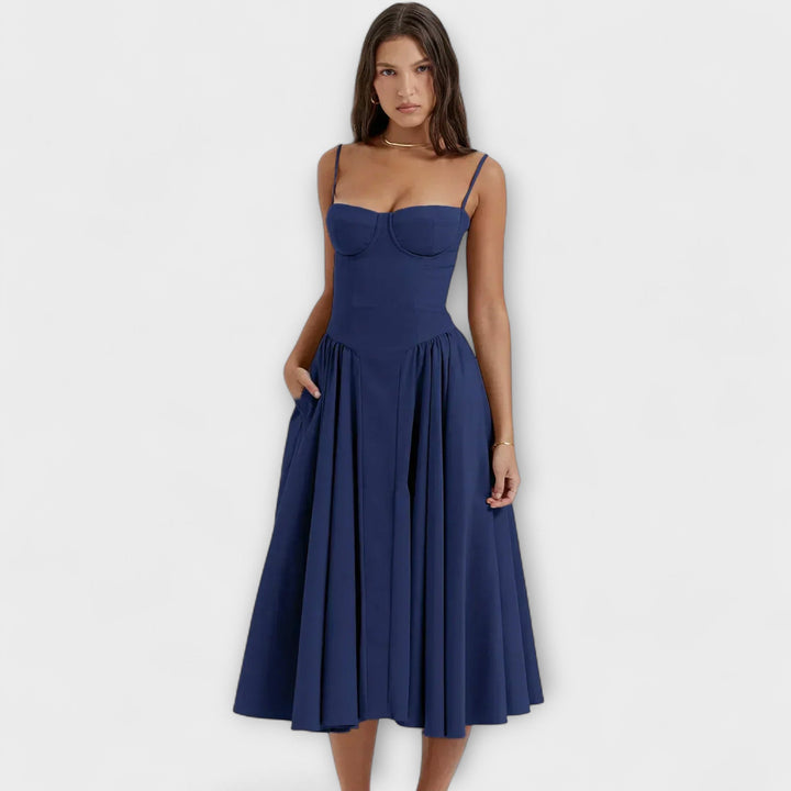 Rosalie - Vestido Elegante com Espartilho sem Mangas