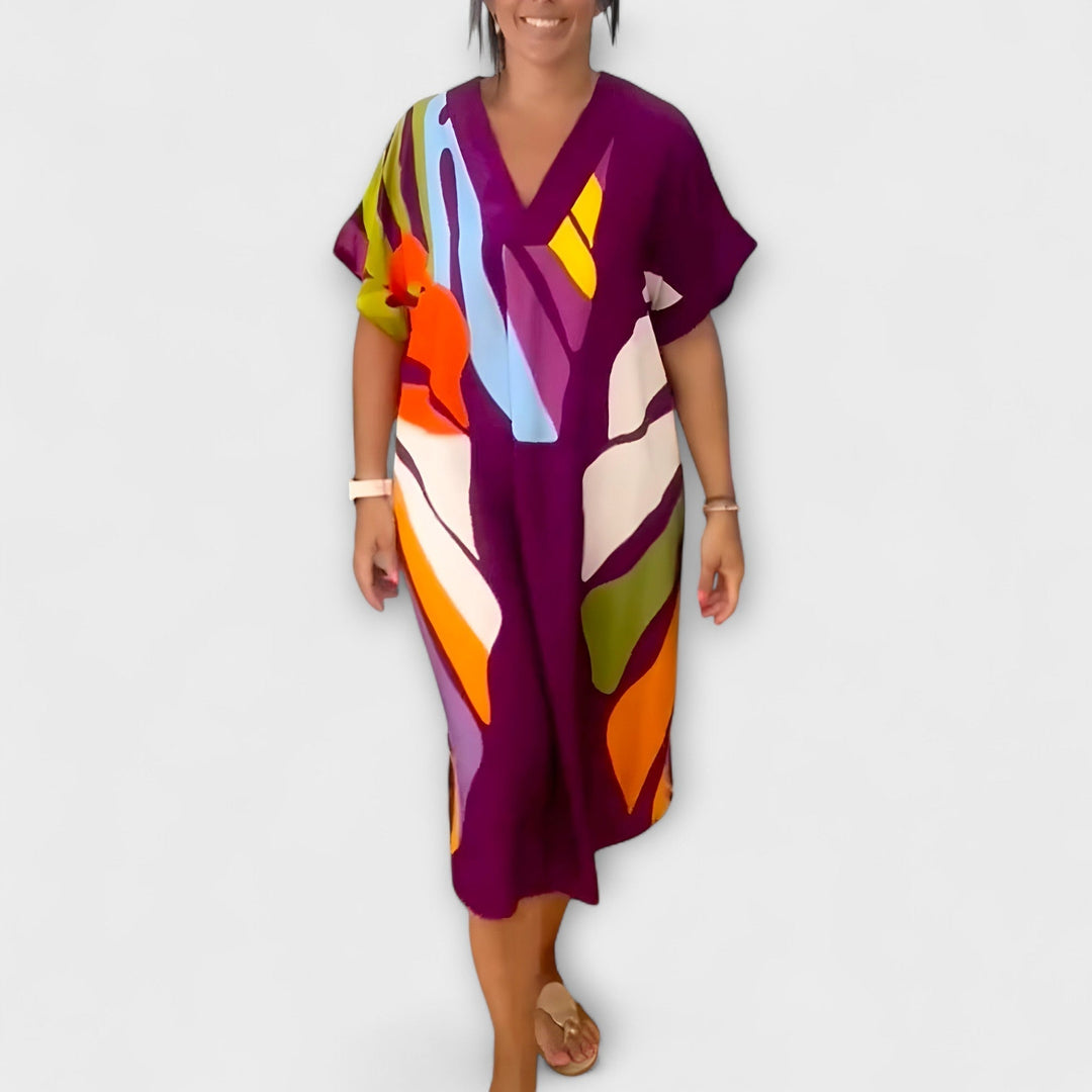 Roos - Vestidos Casuais com Estampados de Folhas Pintadas