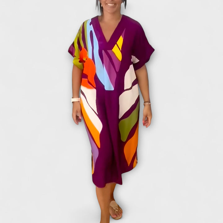 Roos - Vestidos Casuais com Estampados de Folhas Pintadas