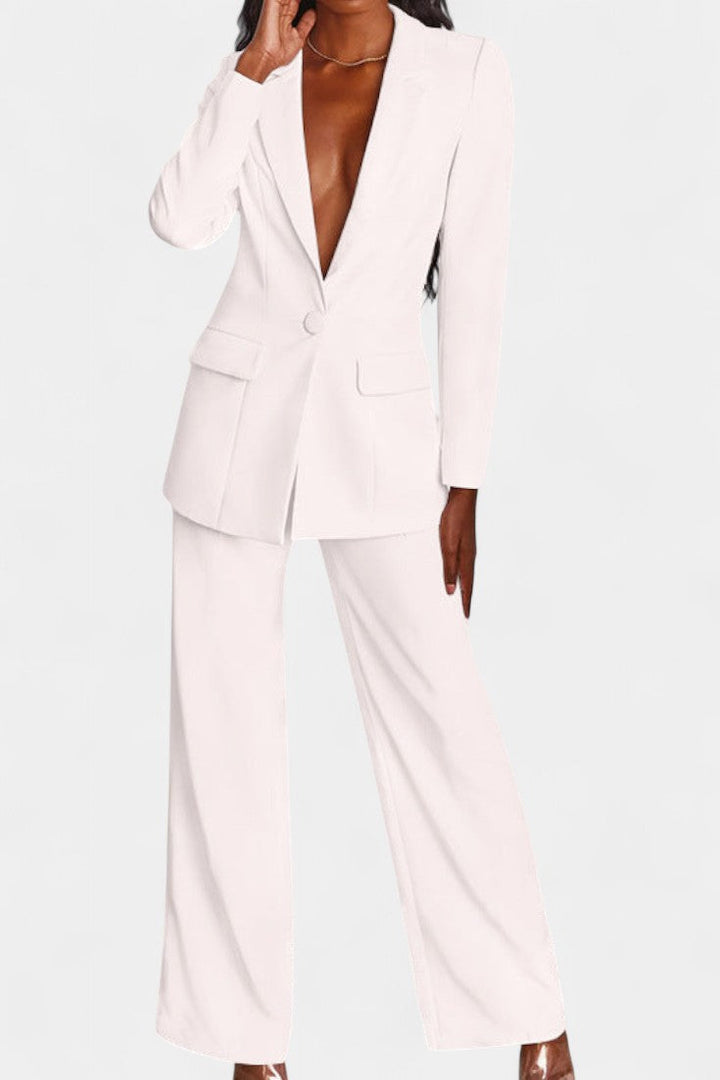Marnie Conjunto de Blazer à Medida e Calças de Perna Larga