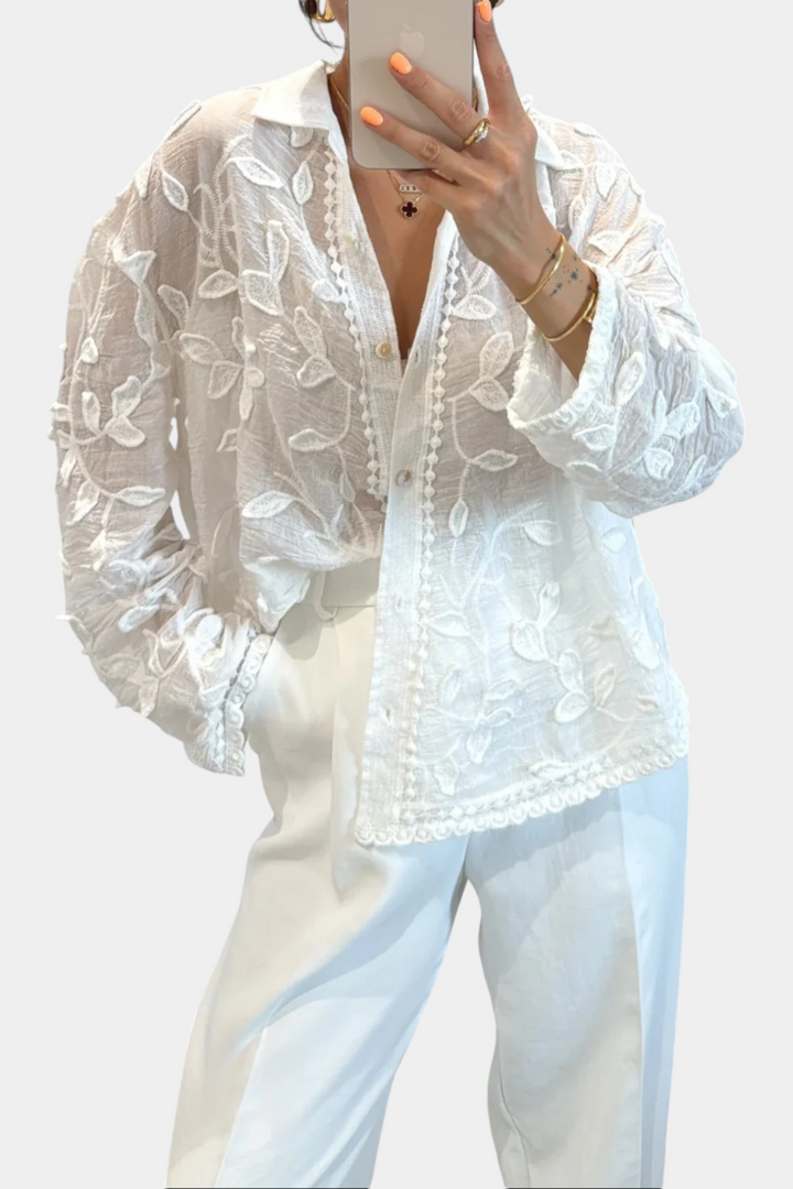 Prairie Camisa de Renda Bordada