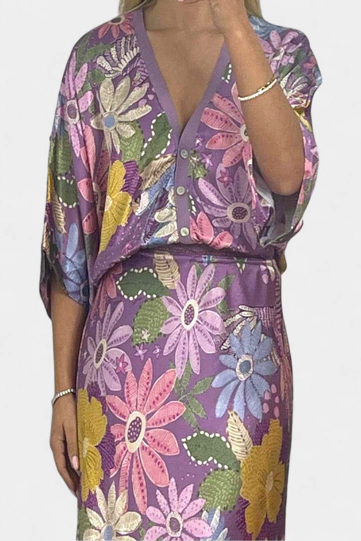 Shae Conjunto Suave de Blusa e Saia Sereia Floral