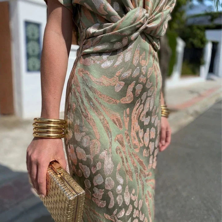 Clara™ | Vestido Midi Cor de Cobre