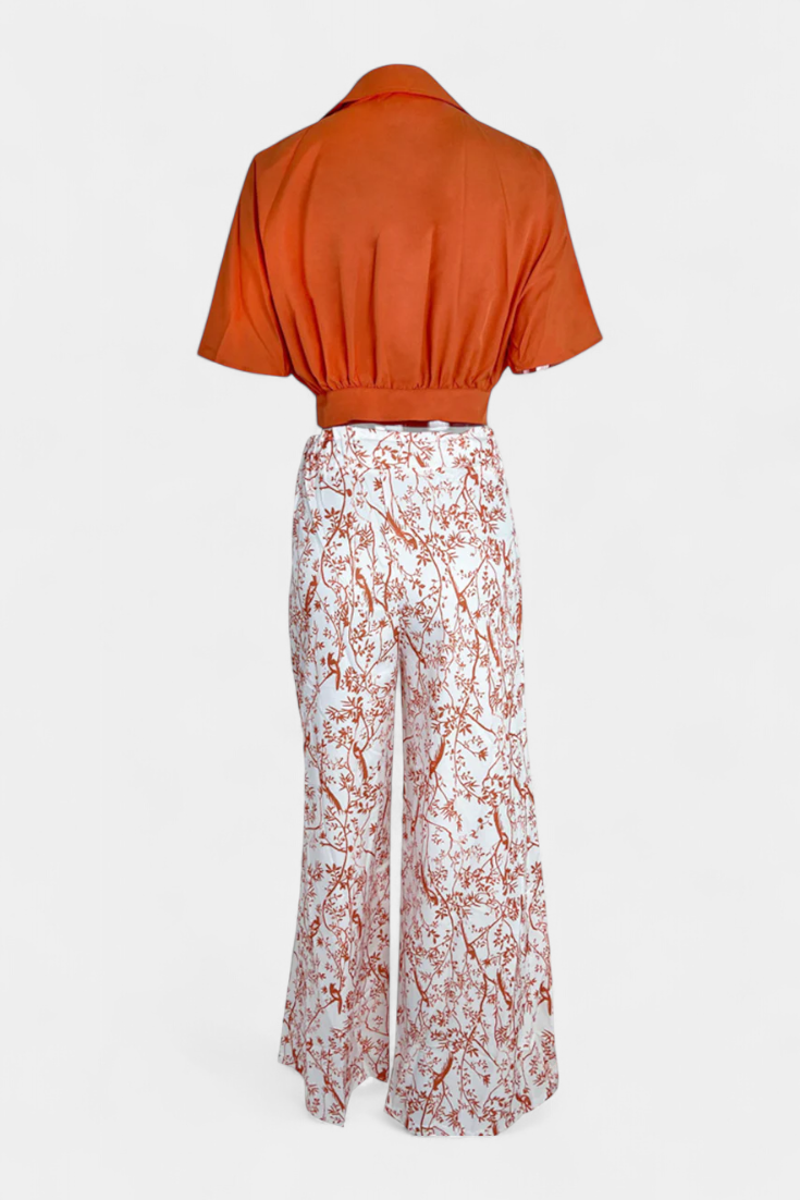 Oli Conjunto Boho de Decote em V e Perna Larga
