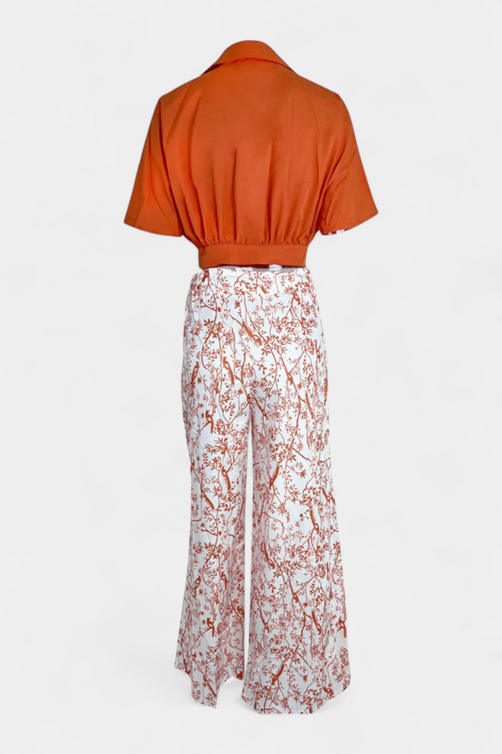 Oli Conjunto Boho de Decote em V e Perna Larga