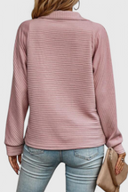 Helene - Camisola de Decote em V com Fecho e Manga Comprida