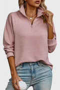 Helene - Camisola de Decote em V com Fecho e Manga Comprida