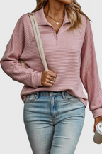Helene - Camisola de Decote em V com Fecho e Manga Comprida