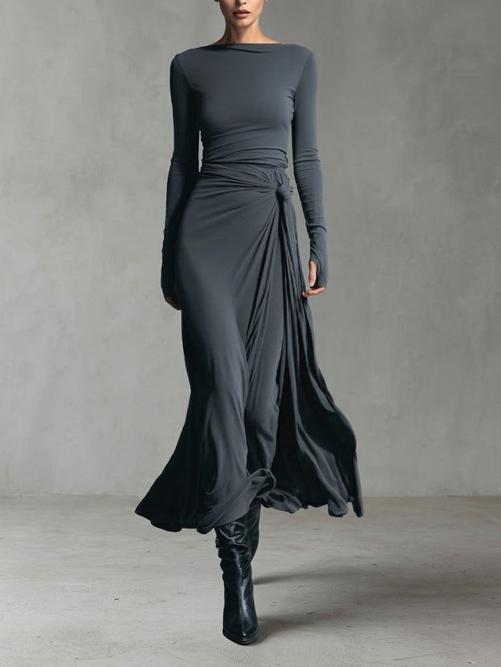 Alba - Vestido Comprido com Nó Lateral