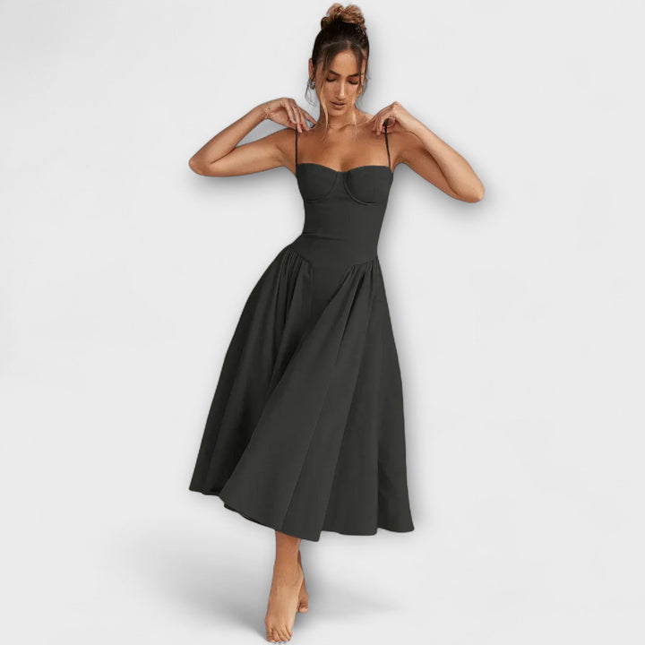 Rosalie - Vestido Elegante com Espartilho sem Mangas
