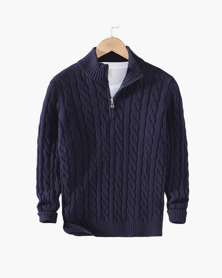 Camisola de Malha Entrançada com Fecho