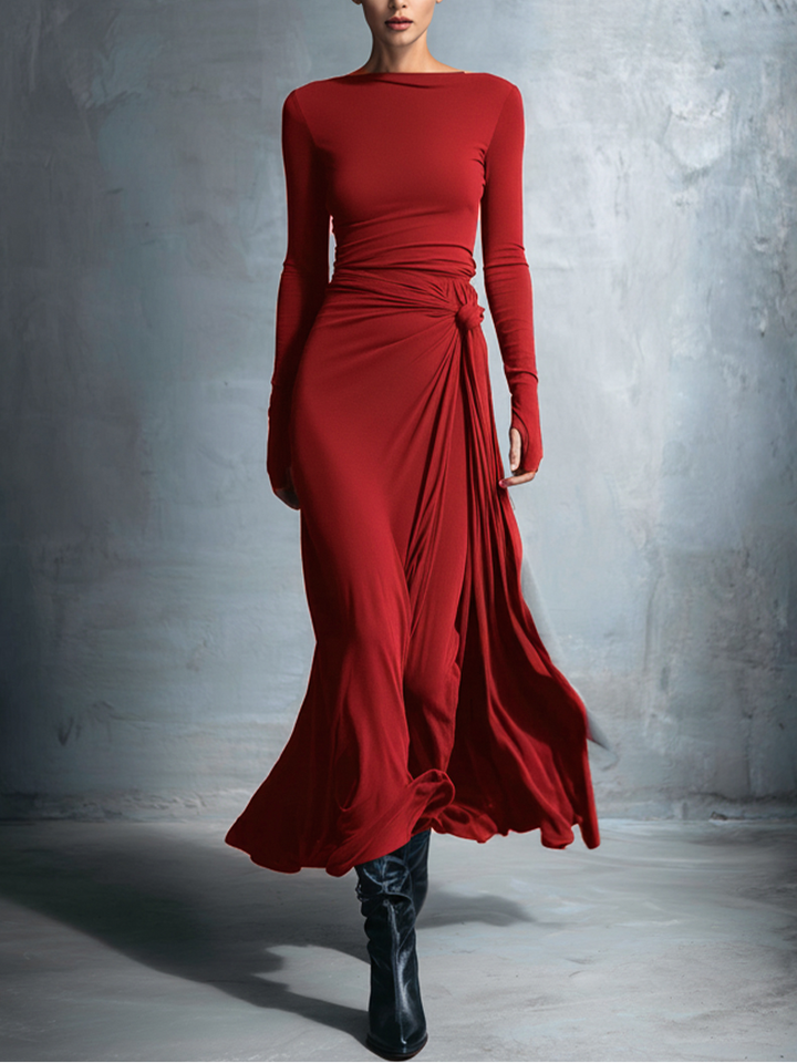 Alba - Vestido Comprido com Nó Lateral