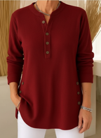 Elise - Camisola de Malha Lisa com Mangas Compridas