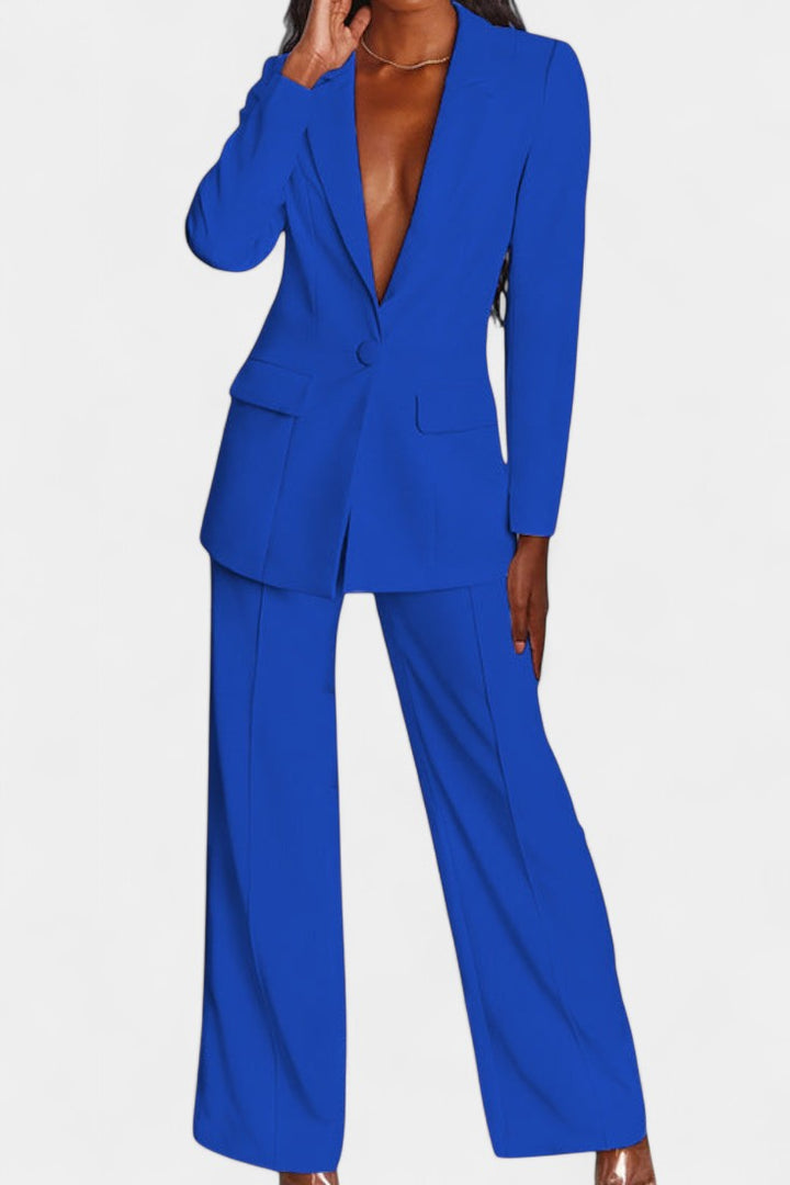 Marnie Conjunto de Blazer à Medida e Calças de Perna Larga