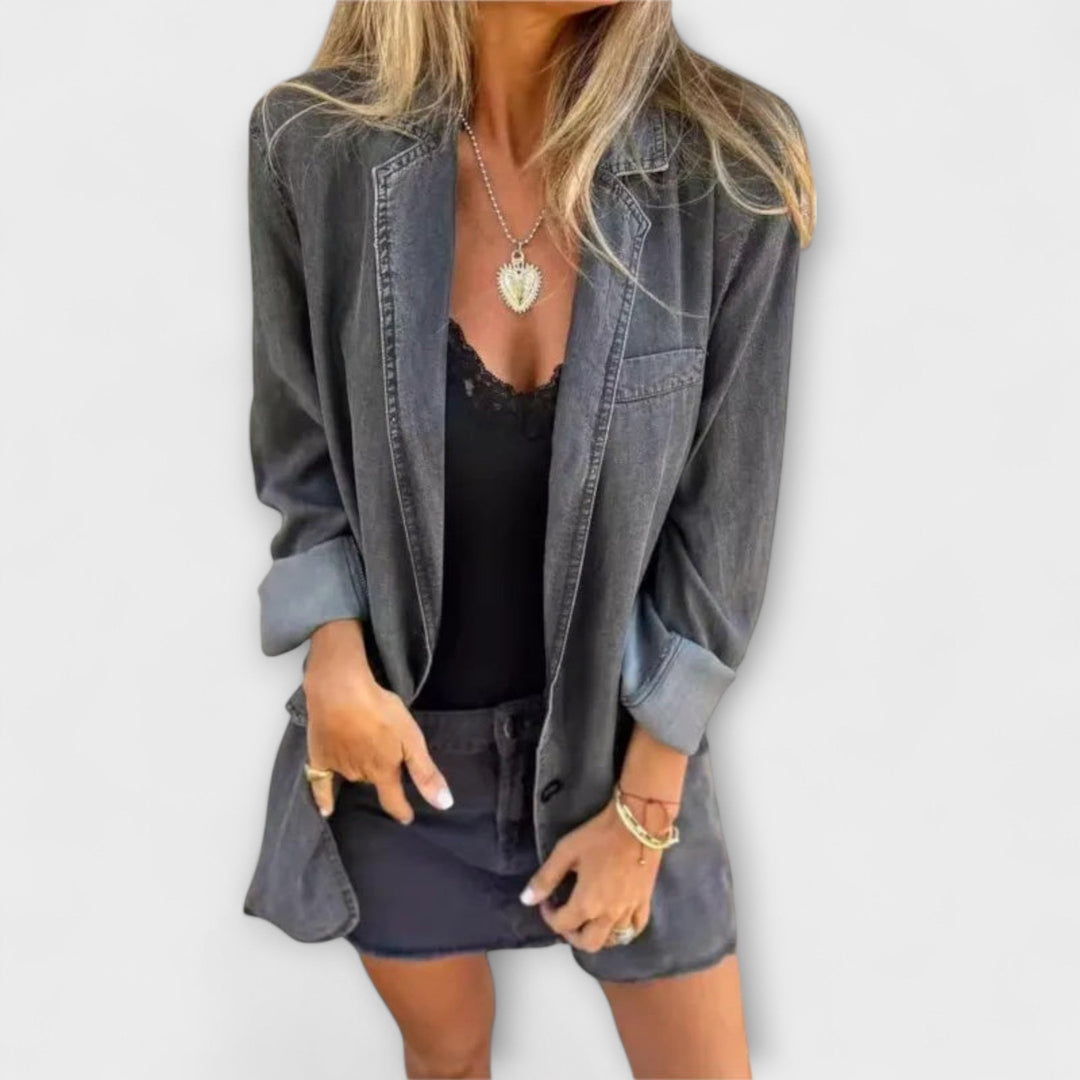 Elina™ - Casaco de Ganga com Corte Blazer
