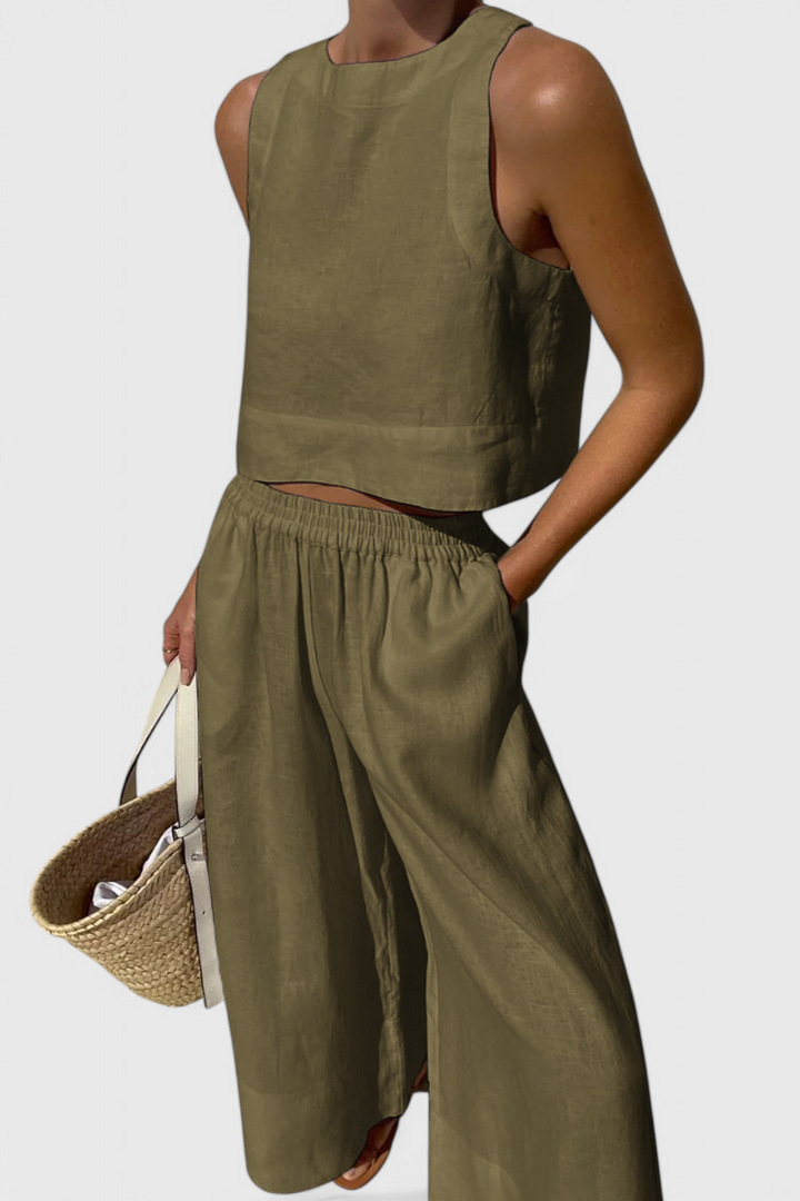 Avelina Conjunto Minimalista em Algodão e Linho Leve