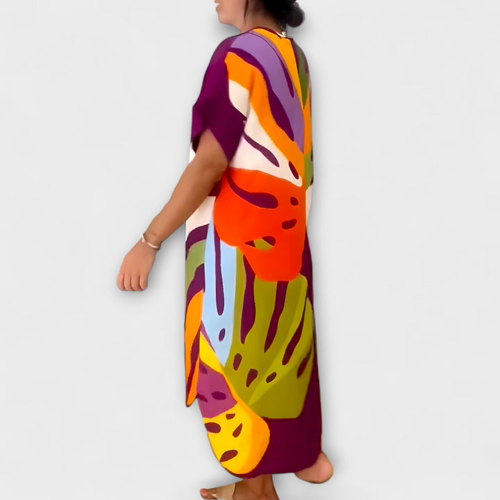 Roos - Vestidos Casuais com Estampados de Folhas Pintadas