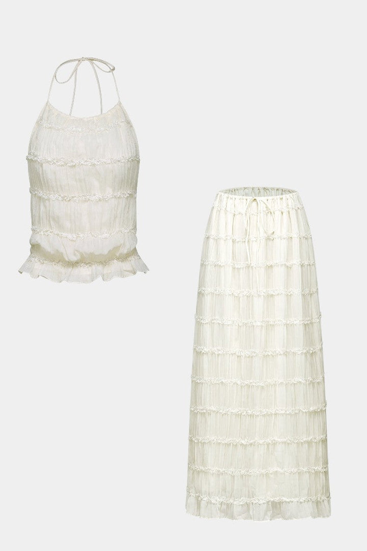 Eugenie - Conjunto a Condizer com Top Plissado e Saia