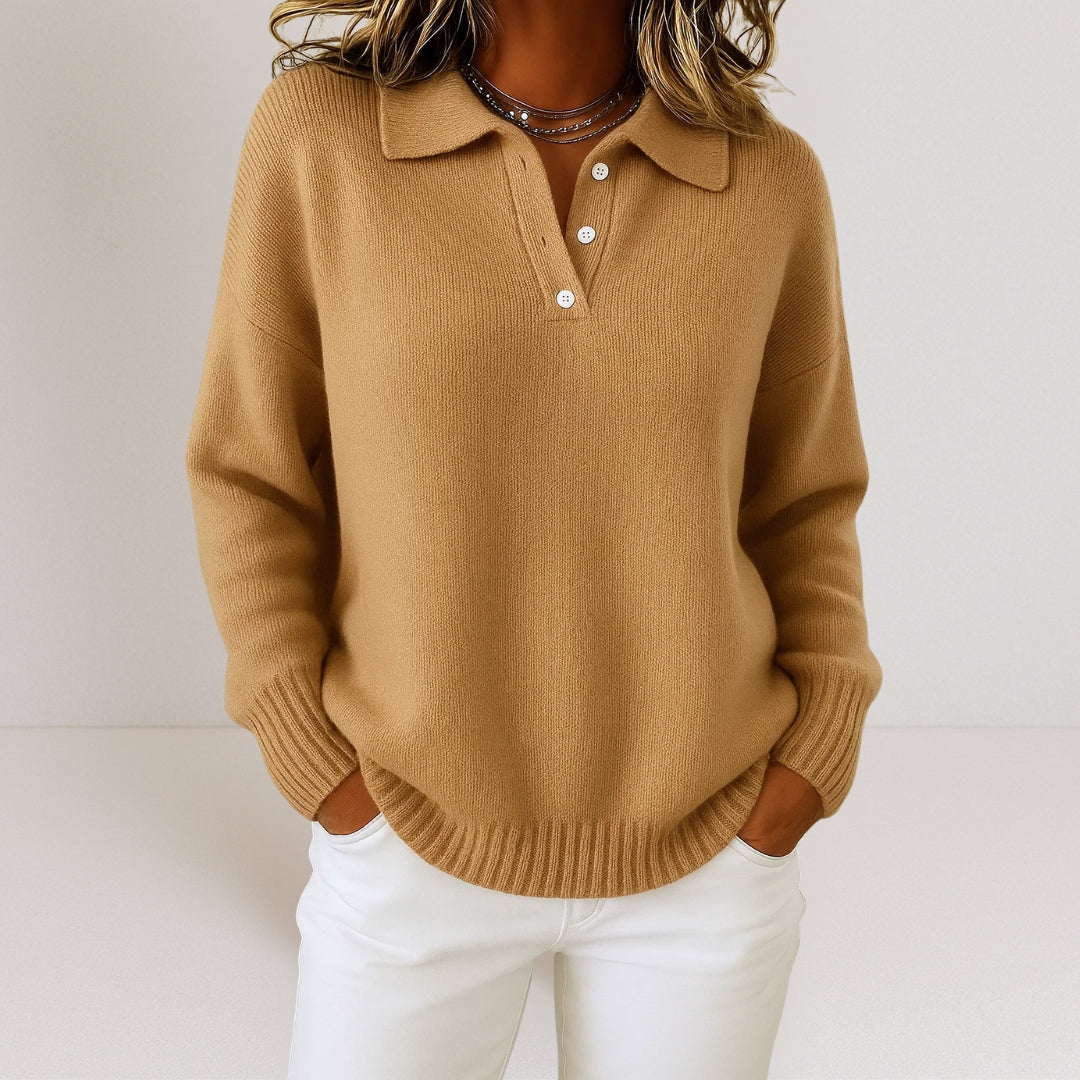 Olivia™ | Camisola de Malha Suave com Gola