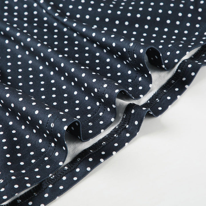 Vestido Mini de Bolinhas sem Mangas de Mulher com Cintura Ajustada