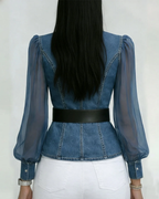 Alessia | Top de Ganga com Mangas de Chiffon Leve