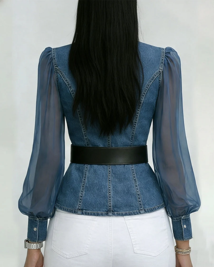 Alessia | Top de Ganga com Mangas de Chiffon Leve