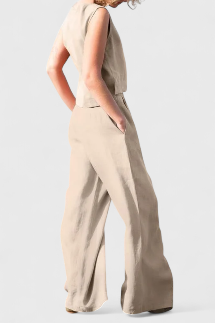 Yvanne Conjunto Vintage sem Mangas de Verão