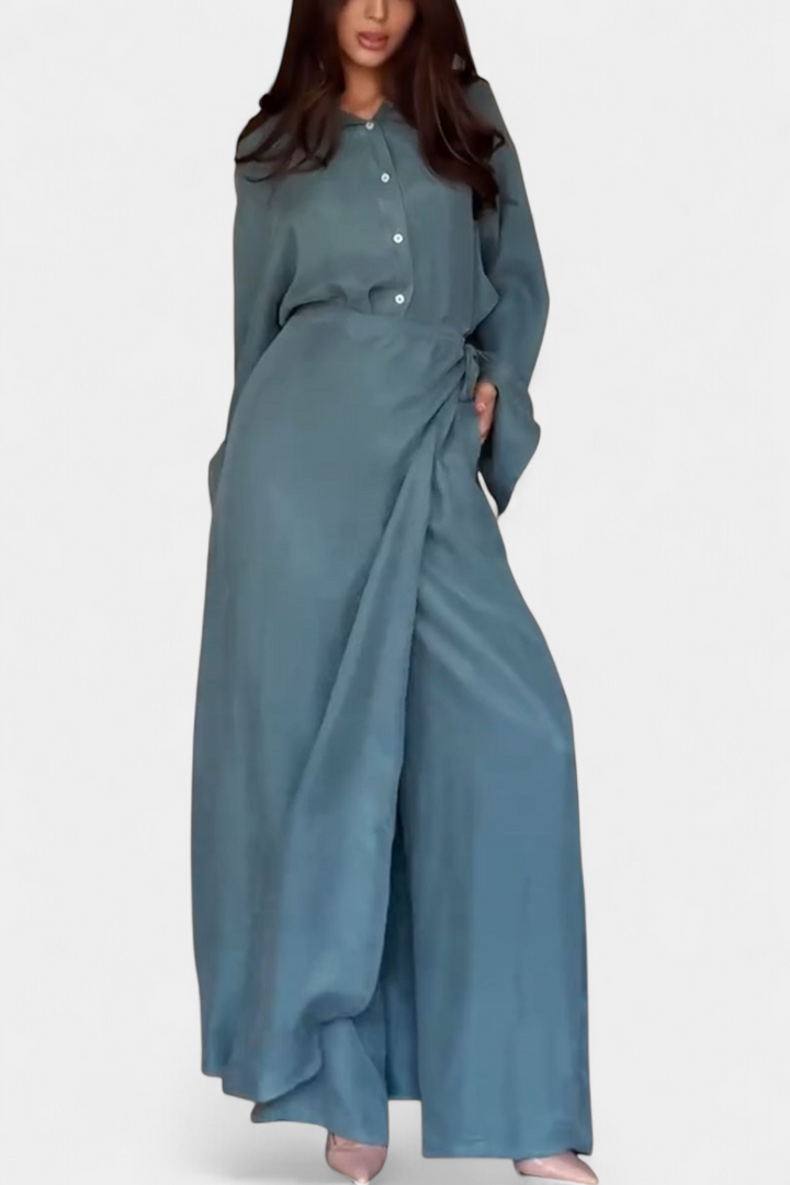 Marisol Conjunto Casual de Camisa Solta e Calça-Saia
