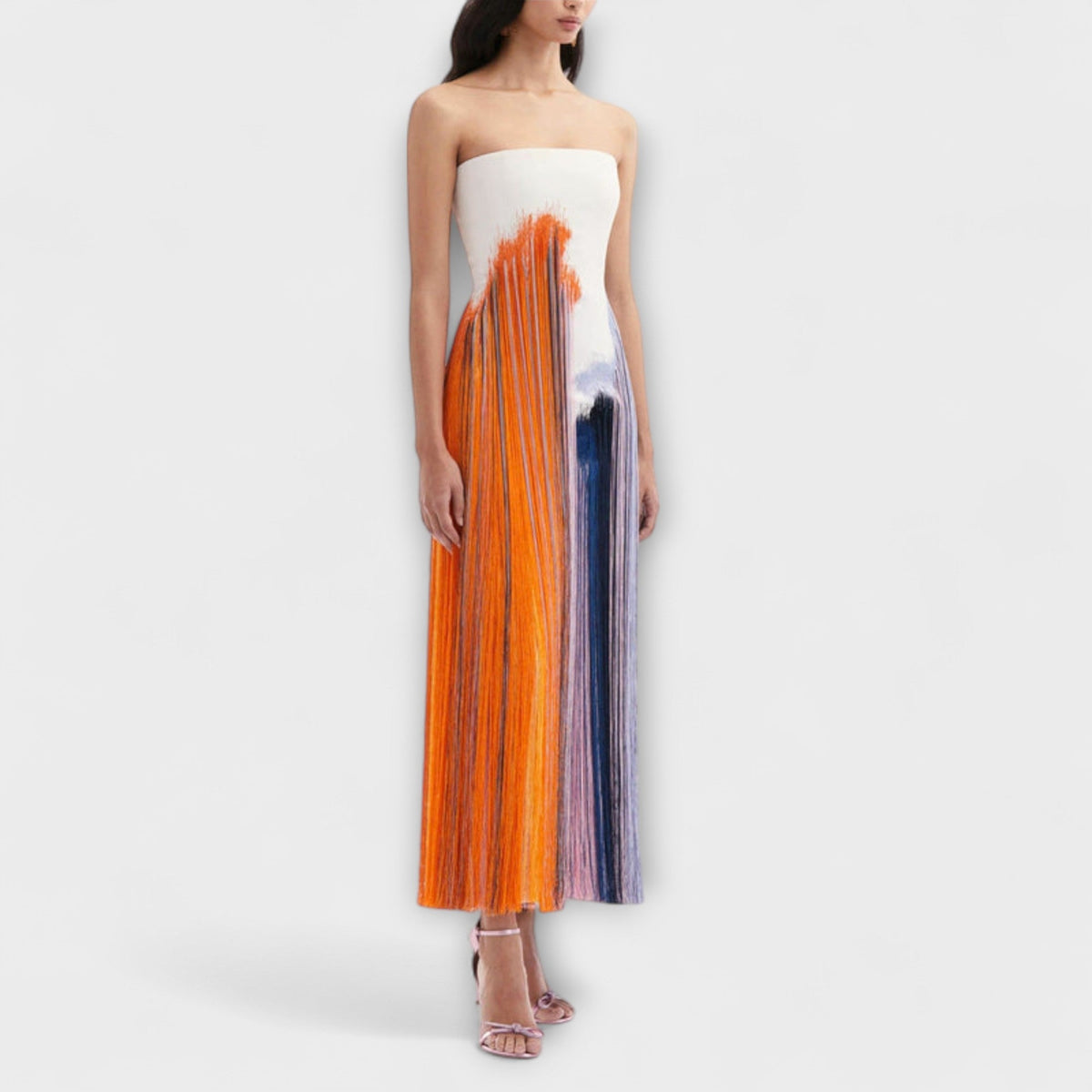 Verão - Vestido Elegante com Blocos de Cor e Franjas na Moda