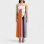 Verão - Vestido Elegante com Blocos de Cor e Franjas na Moda