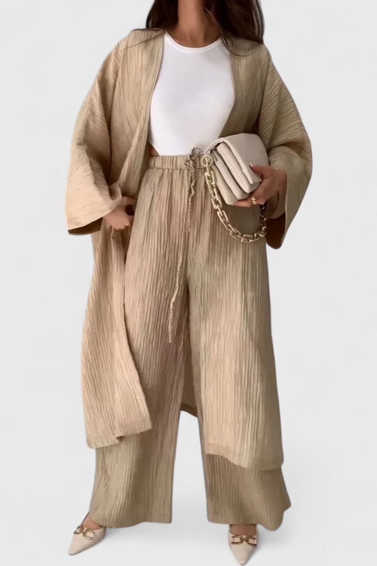 Caspian - Conjunto Descontraído de Duas Peças com Kimono Longo