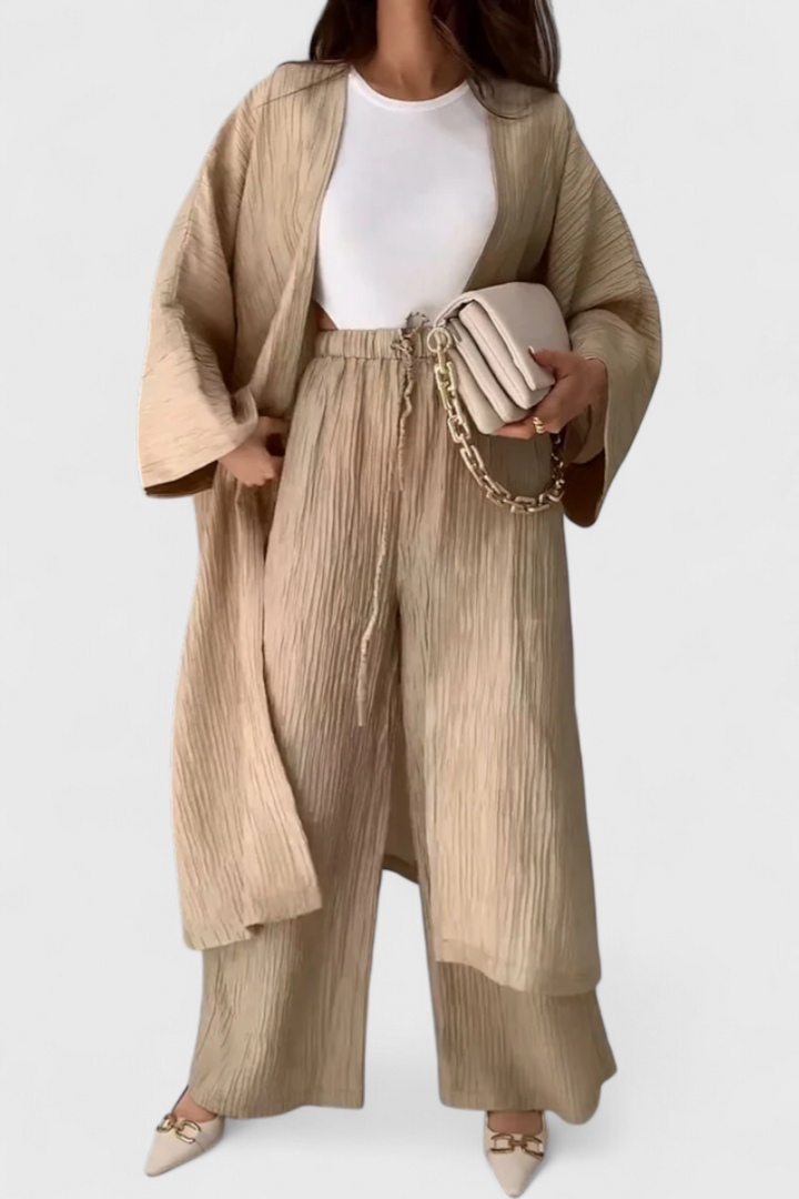 Caspian - Conjunto Descontraído de Duas Peças com Kimono Longo