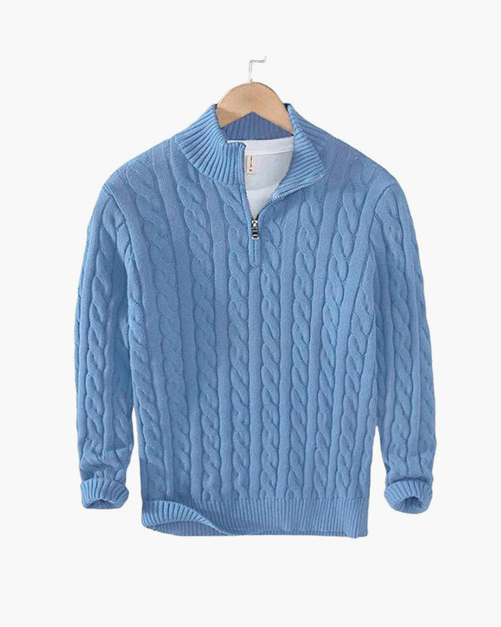 Camisola de Malha Entrançada com Fecho