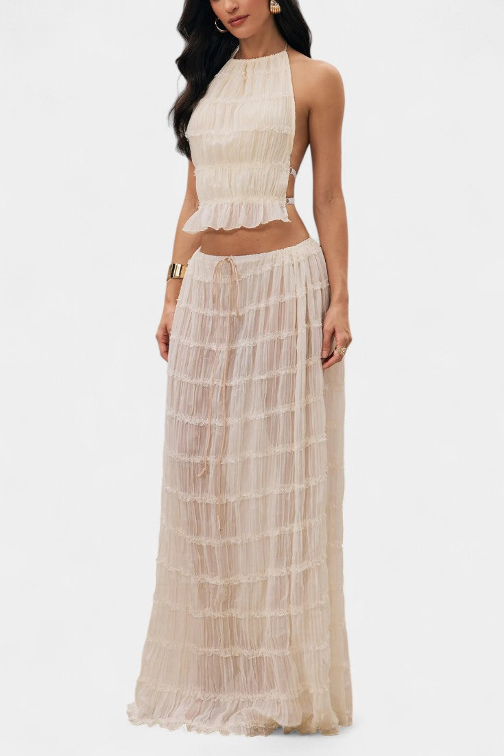 Eugenie - Conjunto a Condizer com Top Plissado e Saia