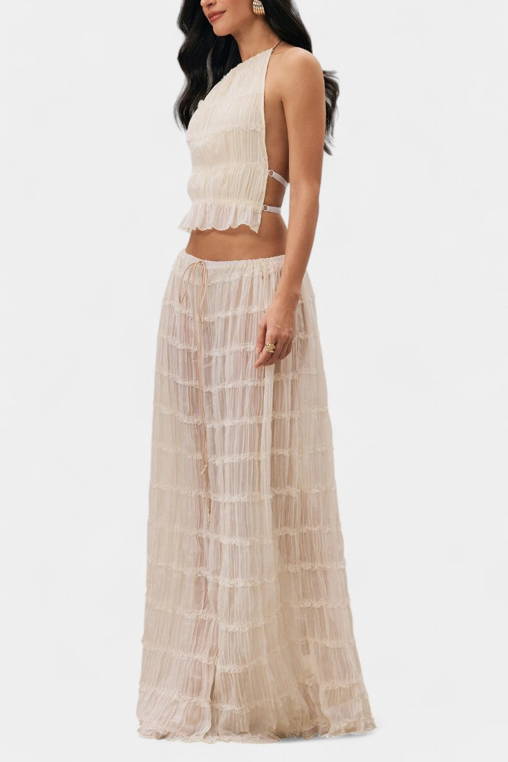 Eugenie - Conjunto a Condizer com Top Plissado e Saia