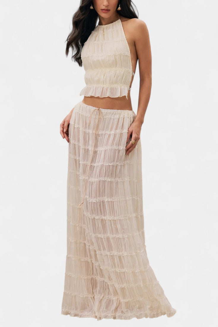 Eugenie - Conjunto a Condizer com Top Plissado e Saia