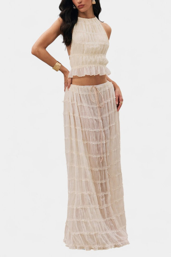 Eugenie - Conjunto a Condizer com Top Plissado e Saia