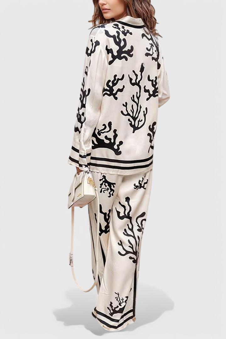 Nazaret Conjunto de Perna Larga com Estampado Artístico