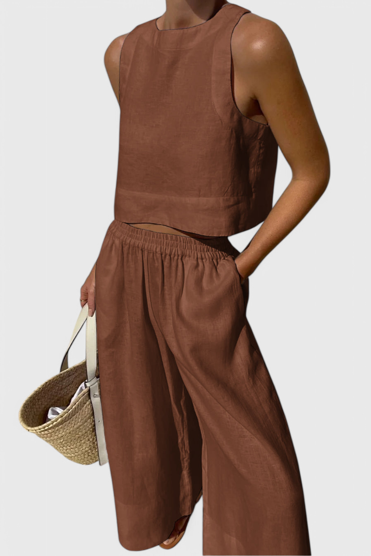 Avelina Conjunto Minimalista em Algodão e Linho Leve