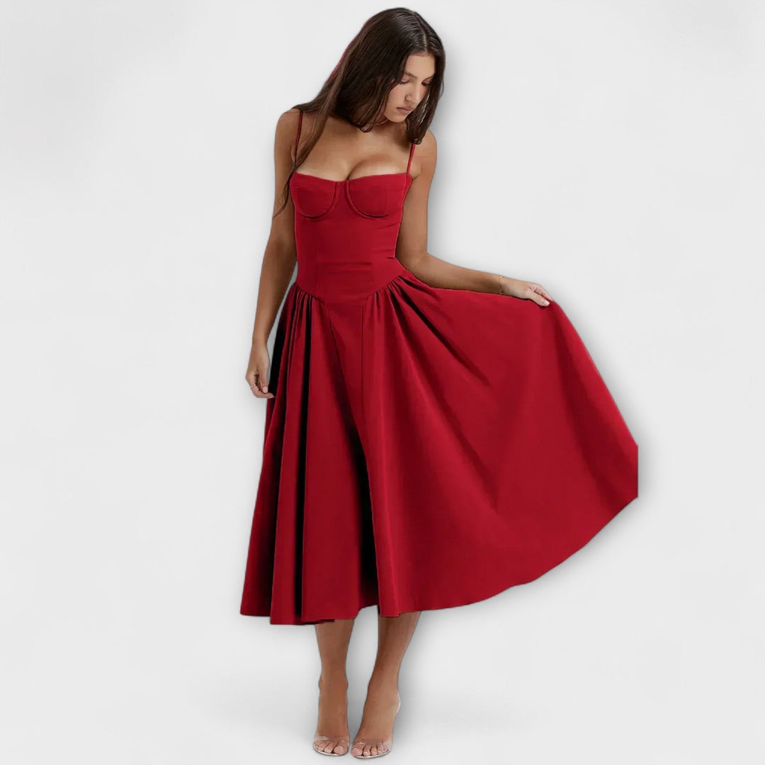 Rosalie - Vestido Elegante com Espartilho sem Mangas