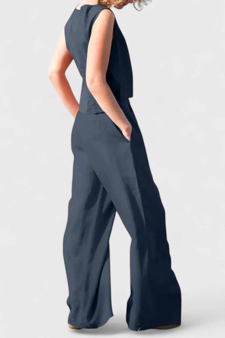 Yvanne Conjunto Vintage sem Mangas de Verão