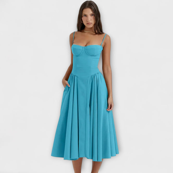 Rosalie - Vestido Elegante com Espartilho sem Mangas