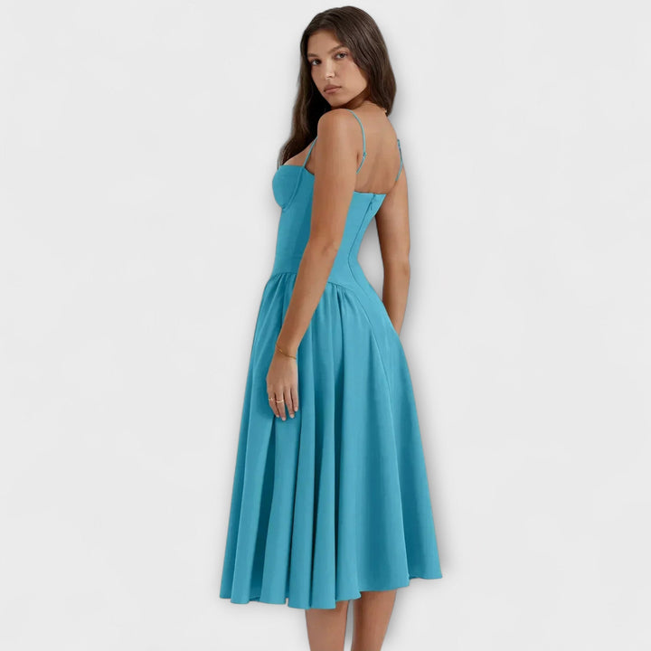 Rosalie - Vestido Elegante com Espartilho sem Mangas