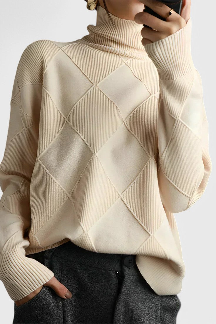 Jasmine Camisola de Gola Alta em Caxemira